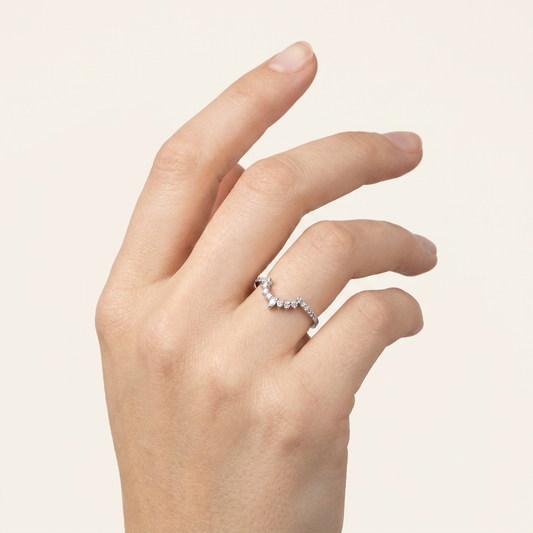 Moissanite 0.25 CT Marquise & Round Cut Diamond Ring (V-Minimalist)