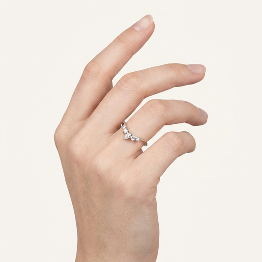 Moissanite 0.20 CT Pear & Round Cut Diamond Ring