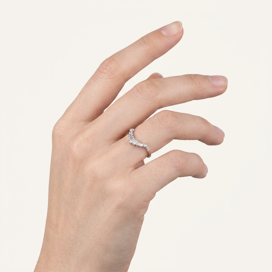 Moissanite 0.40 CT Baguette & Round Cut Diamond Ring