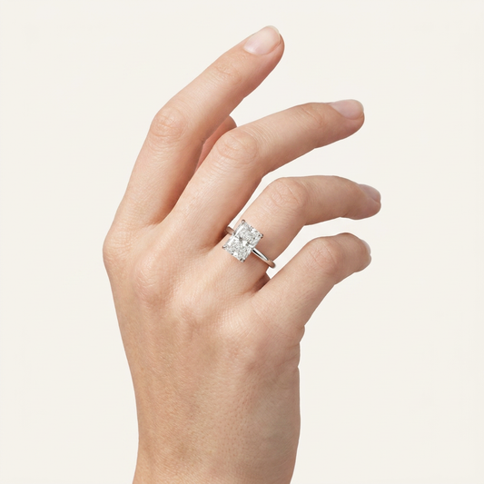 Moissanite 1.67 CT Radiant Cut Diamond Solitaire Ring
