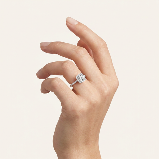 Moissanite 2.15 CT Cushion Cut Diamond Halo Ring