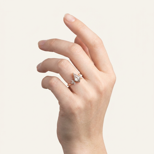 1.50 CT Kite & Marquise Cut Salt and Pepper Diamond Cluster Ring