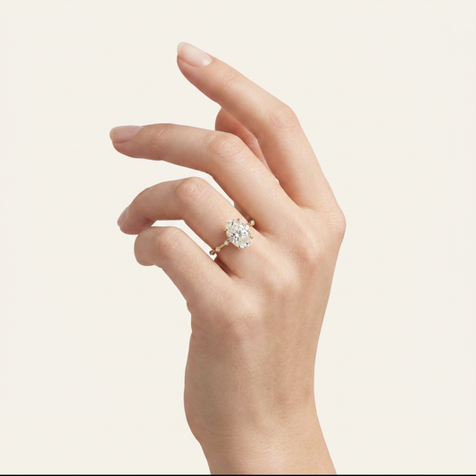 Moissanite 2.90 CT Oval & Round Cut Diamond Solitaire Ring