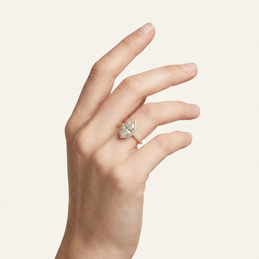Moissanite 1.75 CT Marquise Cut Diamond Halo Ring