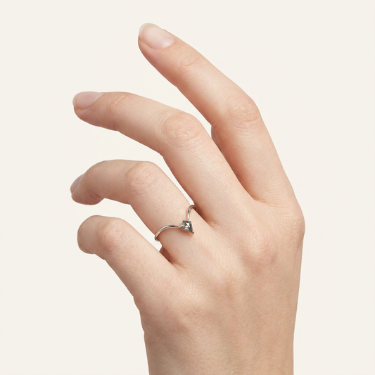 0.15 CT Kite Cut Salt and Pepper Diamond Ring (V-Pepper)