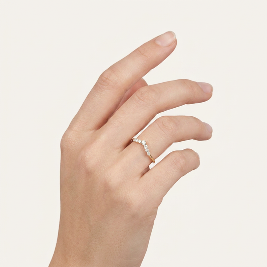 Moissanite 0.22 CT Round Cut Diamond Ring (V-Gothic)