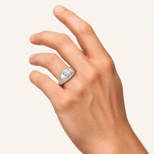 Lab Grown Diamond 3.00 CT Emerald Cut Solitaire Men's Ring