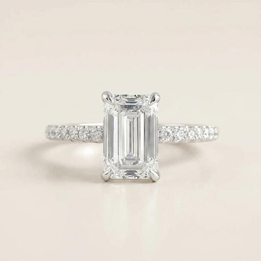 Moissanite 1.60 CT Emerald Cut Diamond Solitaire Ring (V1)