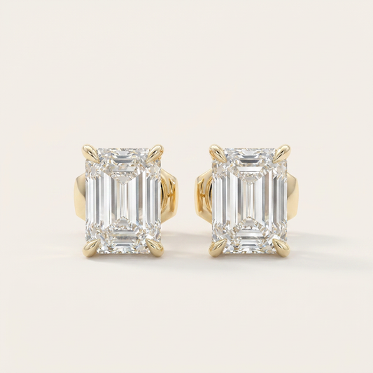 Moissanite 1.00 CT Emerald Cut Diamond Stud Earrings (V3)