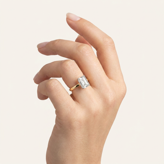 Moissanite 2.00 CT Emerald Cut Diamond Solitaire Ring (V2)
