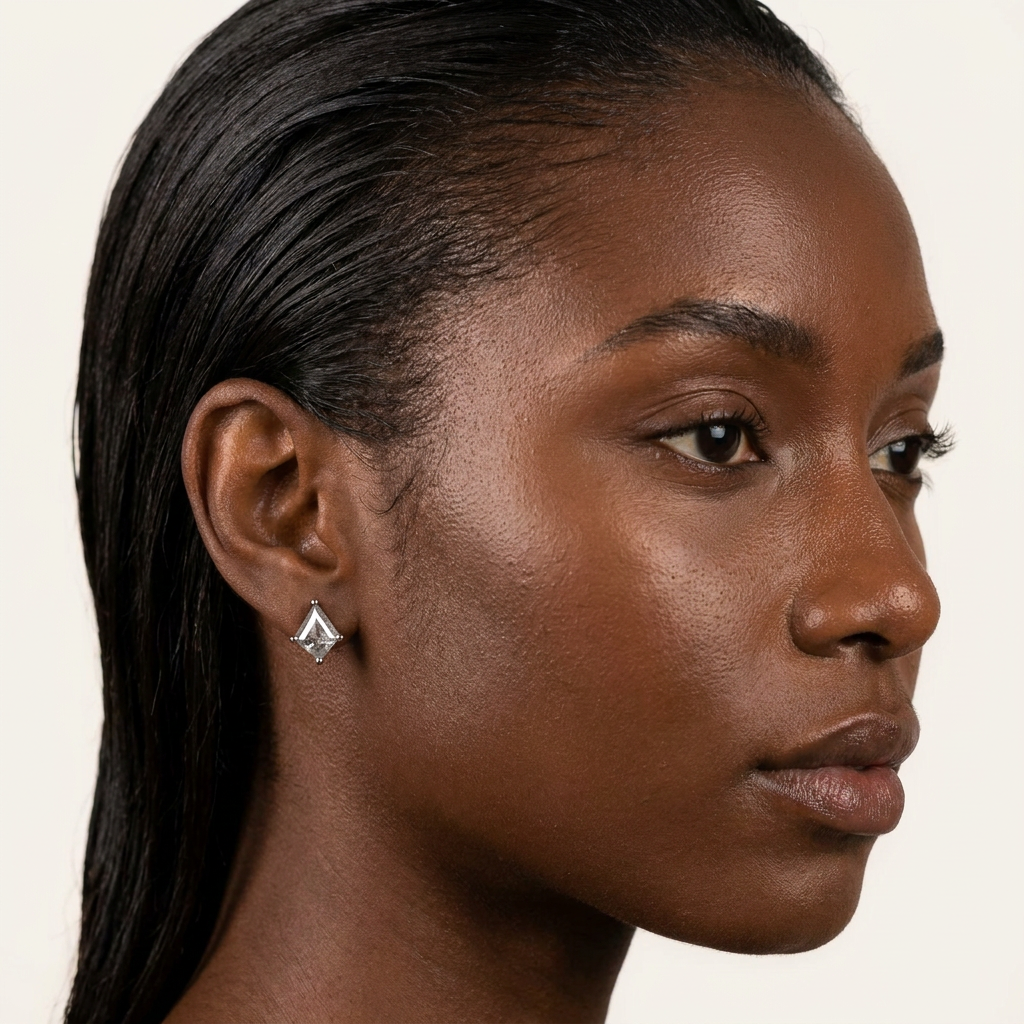 0.61 CT Kite Cut Salt and Pepper Diamond Stud Earrings (V1)