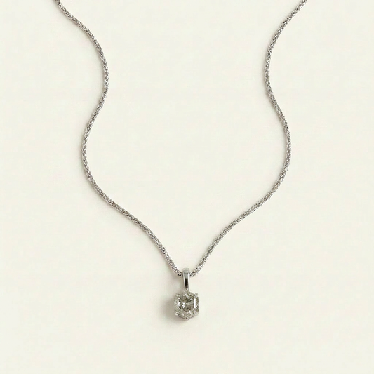 1.41 CT Hexagon Cut Salt and Pepper Diamond Necklace