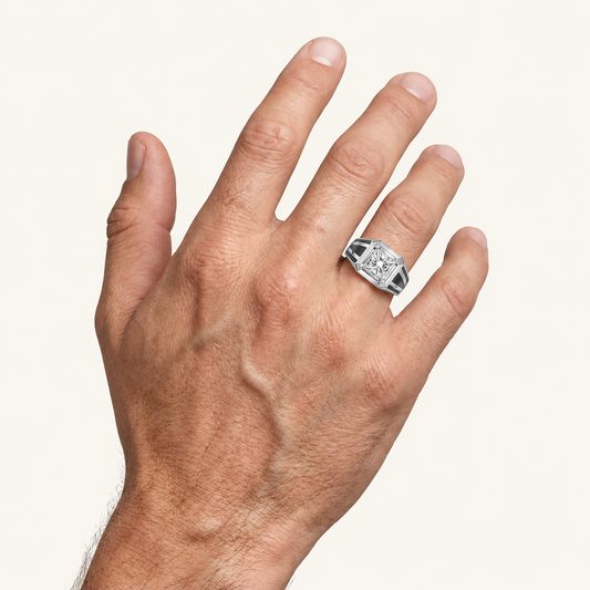Lab Grown Diamond 2.00 CT Princess Cut Solitaire Men's Ring