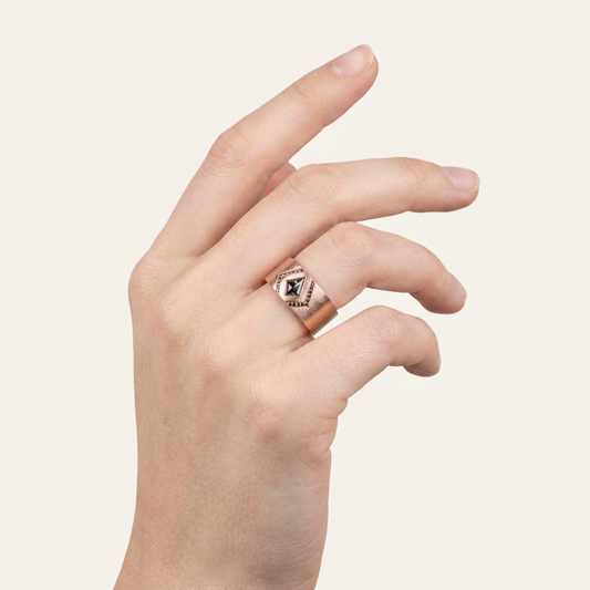 0.10 CT Kite Cut Salt and Pepper Diamond Ring