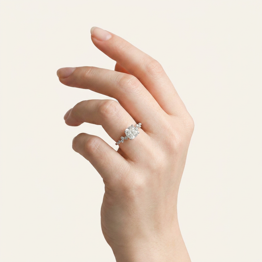 Moissanite 1.50 CT Cushion Cut Diamond Cluster Ring