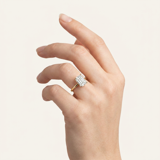 Moissanite 2.00 CT Emerald Cut Diamond Solitaire Ring (V1)