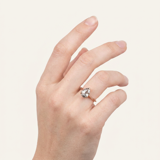 1.25 CT Pear Cut Salt and Pepper Diamond Solitaire Ring (V2)