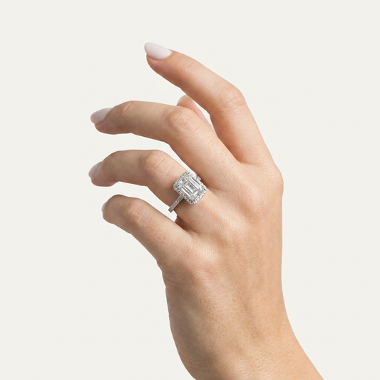 Moissanite 3.70 CT Radiant Cut Diamond Halo Ring