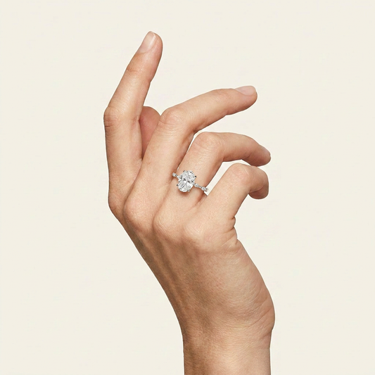 Moissanite 3.50 CT Oval & Round Cut Diamond Solitaire Ring (V-Minimalist)