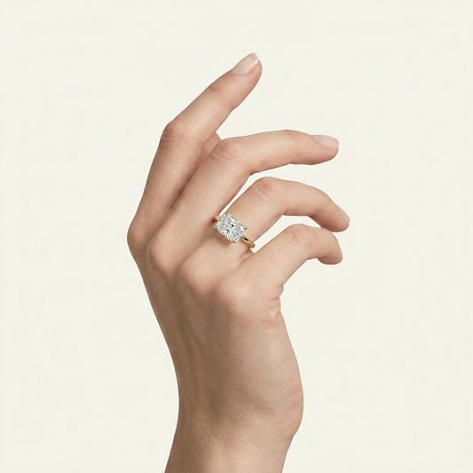 Moissanite 2.00 CT Cushion Cut Diamond East-West Solitaire Ring