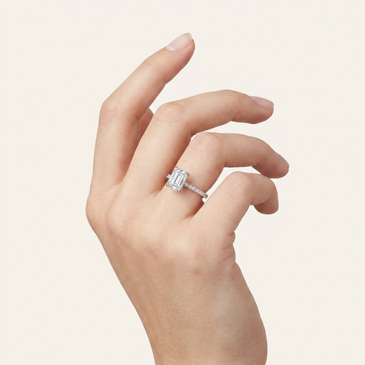 Moissanite 1.60 CT Emerald Cut Diamond Solitaire Ring (V1)