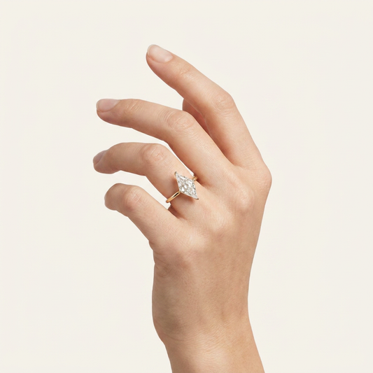 Moissanite 2.05 CT Lozenge Cut Diamond Solitaire Ring