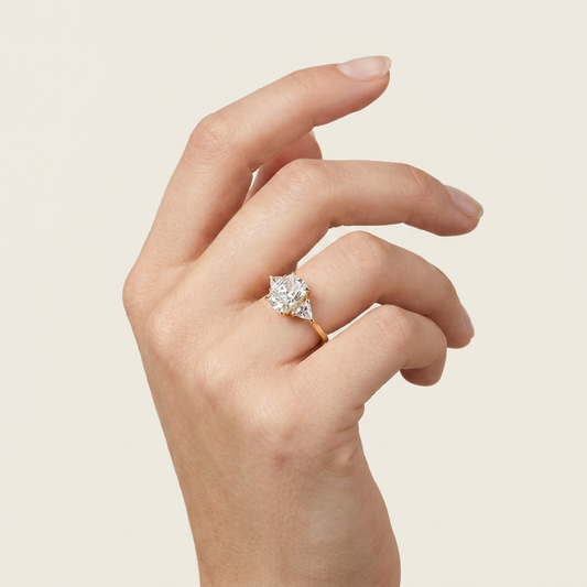 Lab Grown 3.00 CT Cushion & Trillion Cut Diamond Three Stone Ring