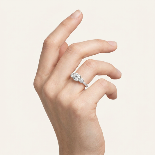 Moissanite 1.60 CT Round Cut Diamond Three Stone Ring