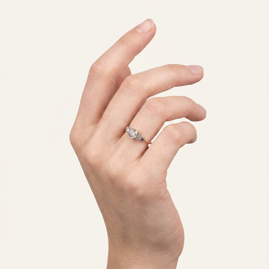 1.70 CT Round Cut Salt and Pepper Diamond Cluster Ring