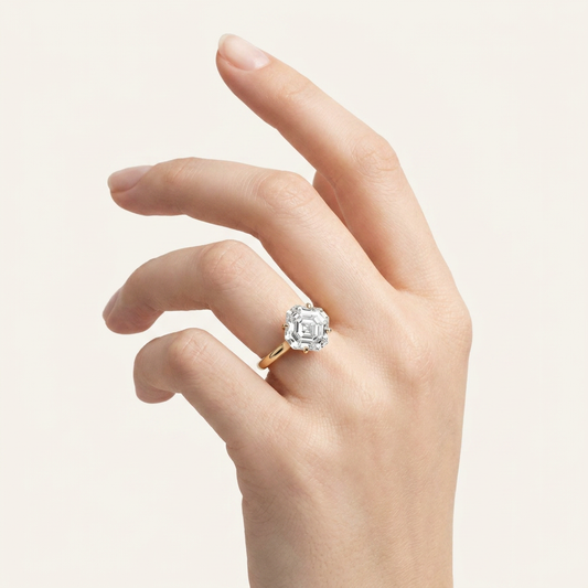 Moissanite 1.89 CT Asscher Cut Diamond Solitaire Ring