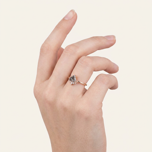 1.50 CT Shield Cut Salt and Pepper Diamond Cluster Ring