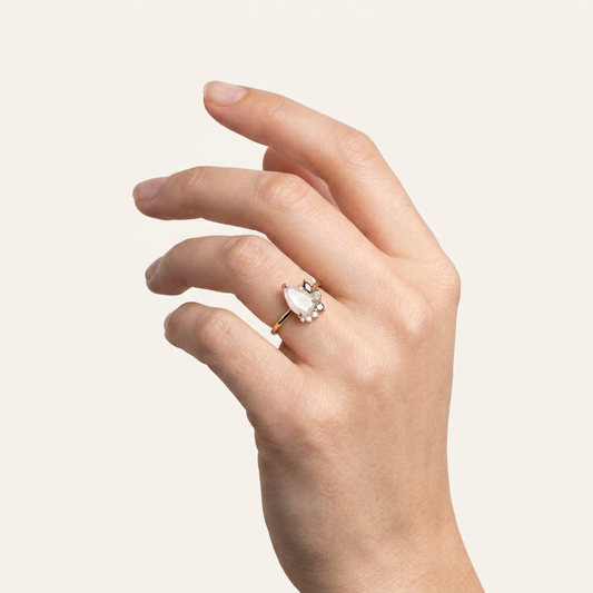1.70 CT Pear & Round Cut Salt and Pepper Diamond Cluster Ring