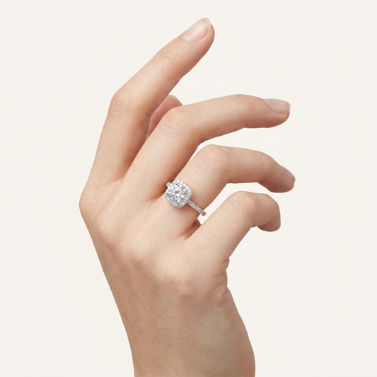Moissanite 2.32 CT Round Cut Diamond Halo Ring