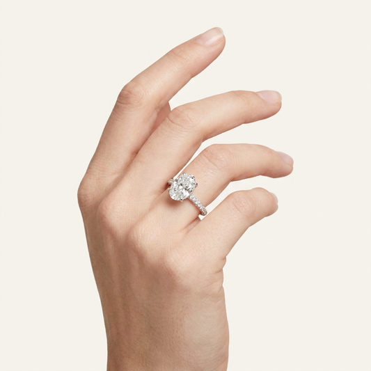 Moissanite 3.50 CT Oval & Round Cut Diamond Solitaire Ring (V-Bohohippie)