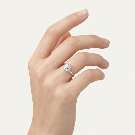 Moissanite 1.50 CT Hexagon Cut Diamond Solitaire Ring