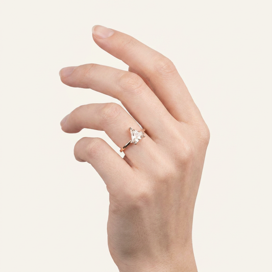 1.50 CT Shield Cut Salt and Pepper Diamond Solitaire Ring
