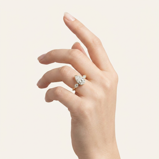 Moissanite 3.95 CT Pear Cut Diamond Three Stone Ring