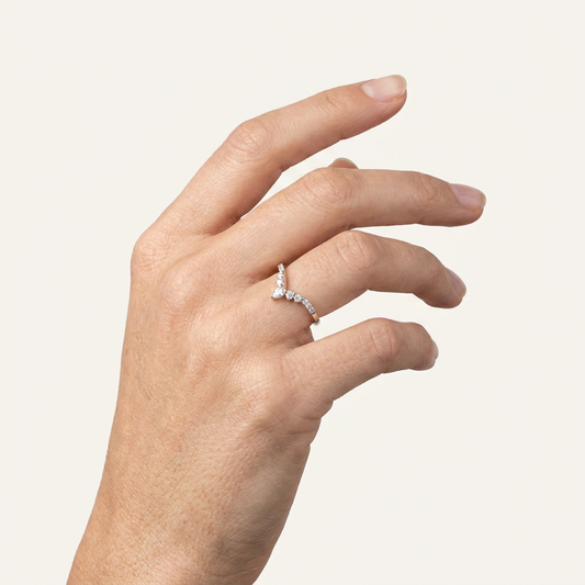 Moissanite 0.32 CT Pear & Round Cut Diamond Ring