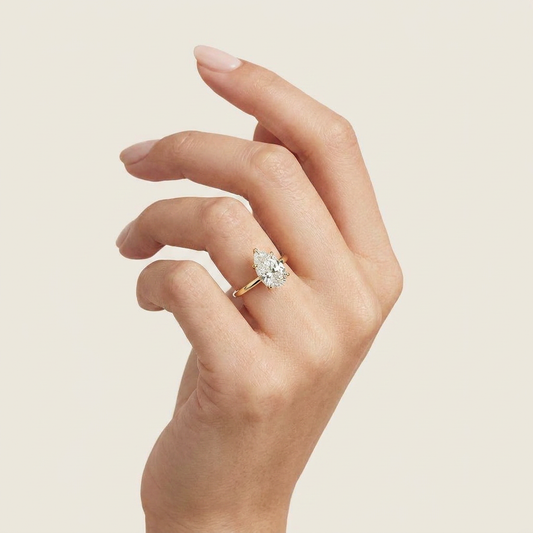Moissanite 2.91 CT Pear Cut Diamond Solitaire Ring