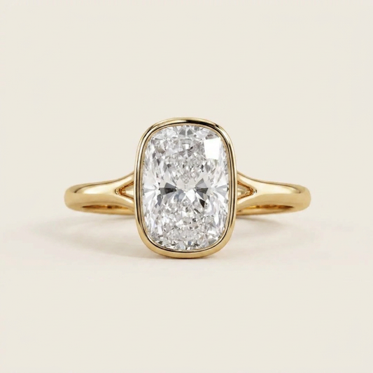 Moissanite 3.30 CT Cushion Cut Diamond Solitaire Ring
