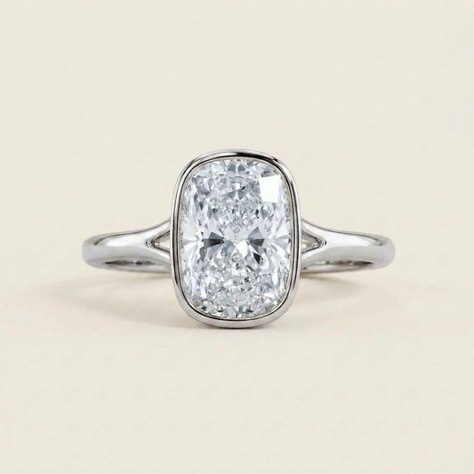 Moissanite 3.30 CT Cushion Cut Diamond Solitaire Ring
