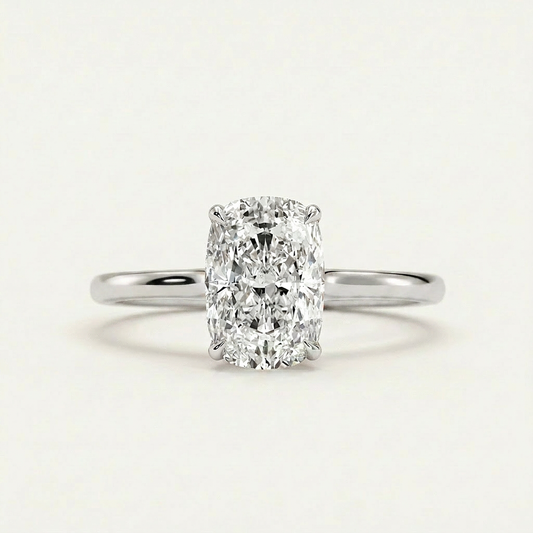 Moissanite 2.00 CT Cushion Cut Diamond Solitaire Ring (V-Edwardian)