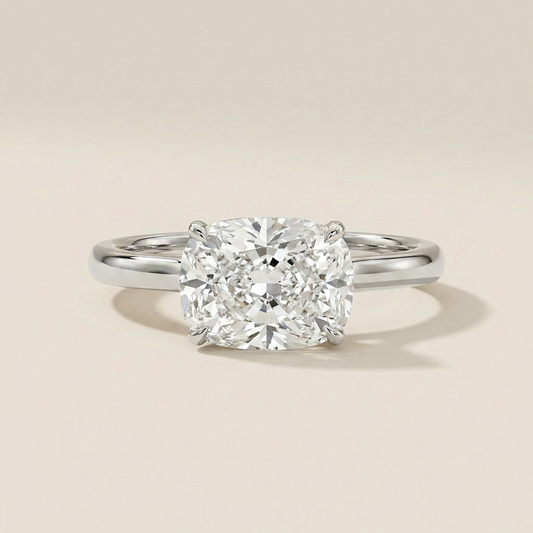 Moissanite 2.00 CT Cushion Cut Diamond East-West Solitaire Ring