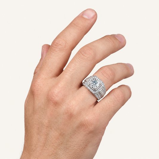 Lab Grown Diamond 4.12 CT Round Cut Men's Ring