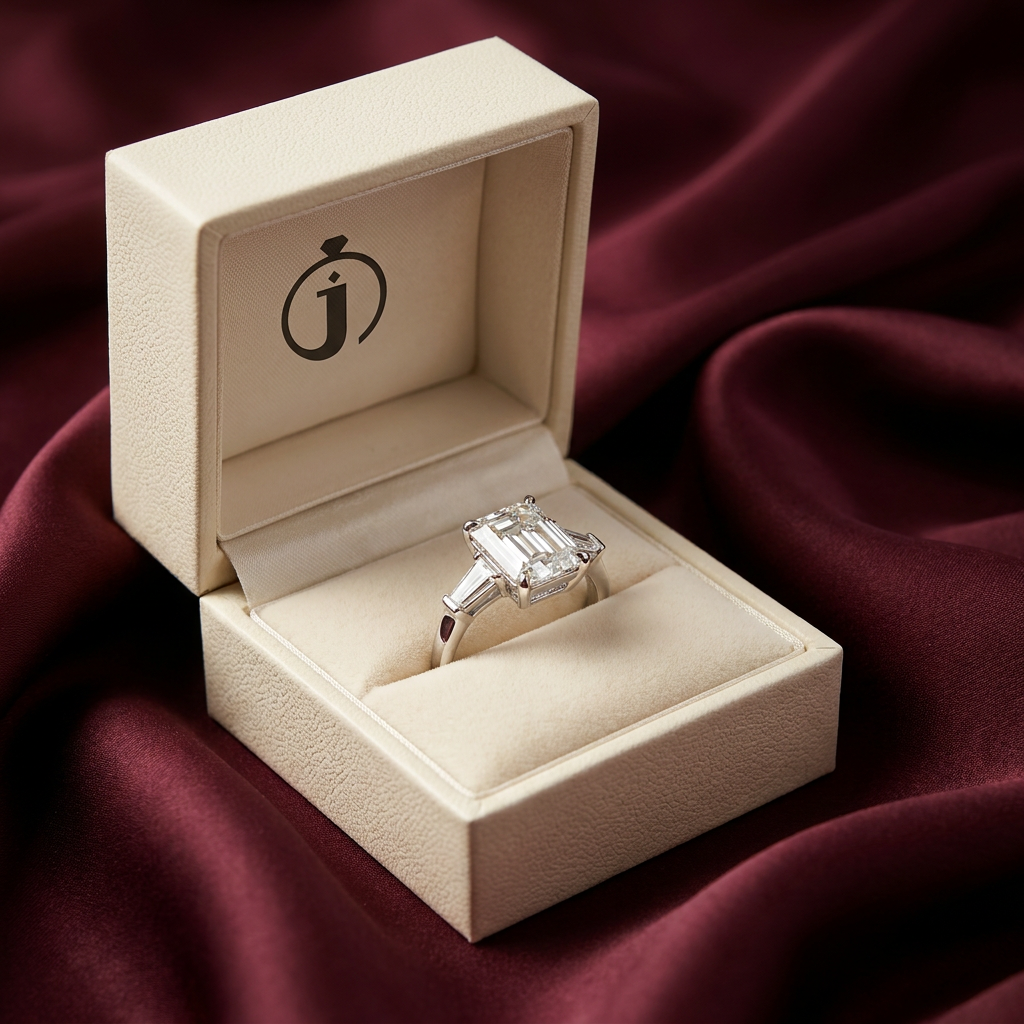Moissanite 2.70 CT Radiant & Tapered Cut Diamond Three Stone Ring
