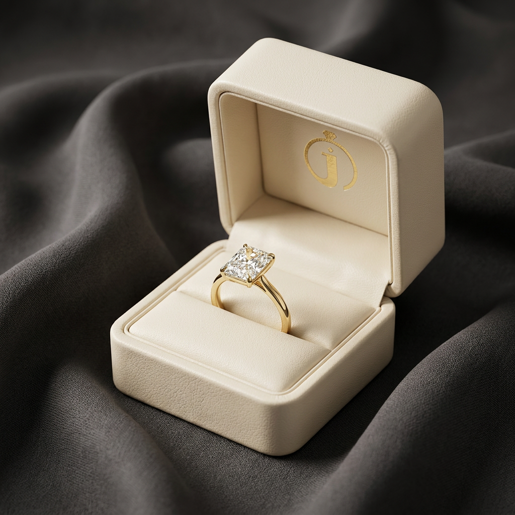 Moissanite 3.00 CT Radiant Cut Diamond Hidden Halo Solitaire Ring