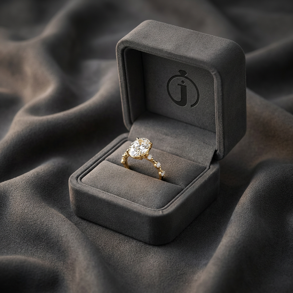 Moissanite 2.90 CT Oval & Round Cut Diamond Solitaire Ring