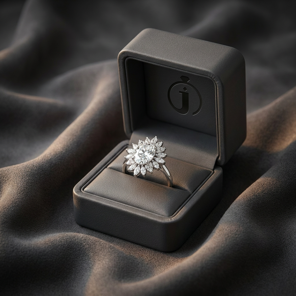 Moissanite 2.60 CT Oval & Round Cut Diamond Cluster Ring