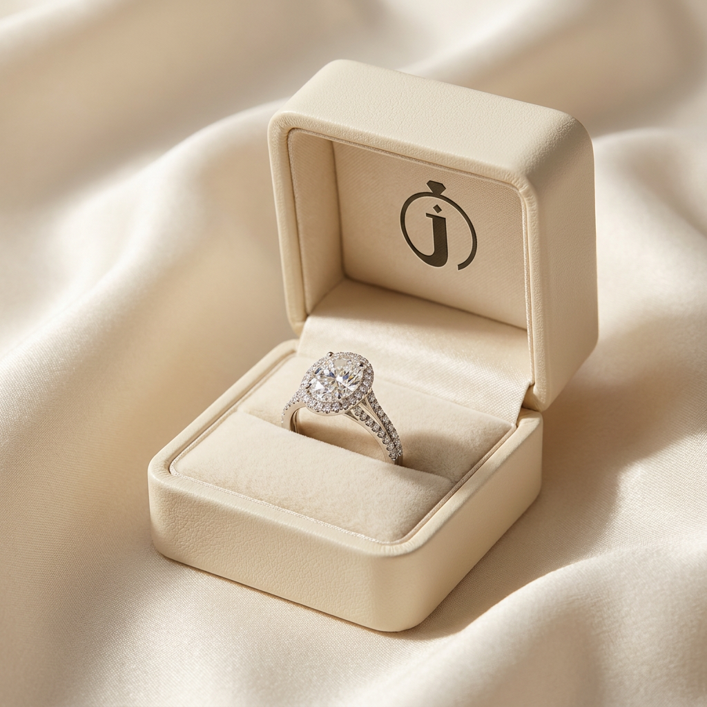 Lab Grown 1.85 CT Oval Cut Diamond Halo Ring