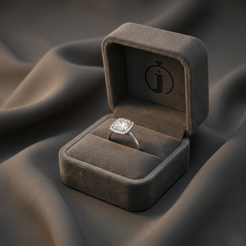 Moissanite 3.00 CT Cushion & Round Cut Diamond Halo Ring